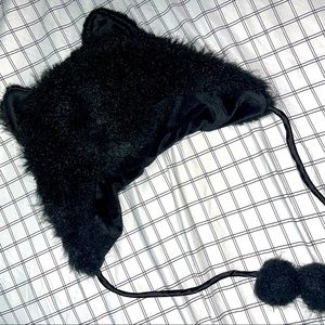 Black fuzzy cat ear hat